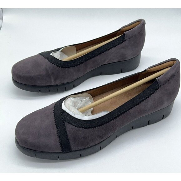 Clarks Artisan Nubuck Leather Slip On Shoes Daelyn Hill Purple Grey Platform 9 M - Picture 6 of 12